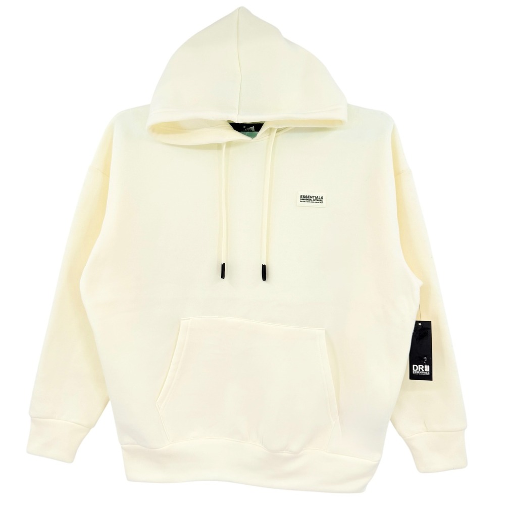 DR Essentials Men's Fleece Cream Hoodie Sweatshirt Sz Small Pullover Cozy NWT